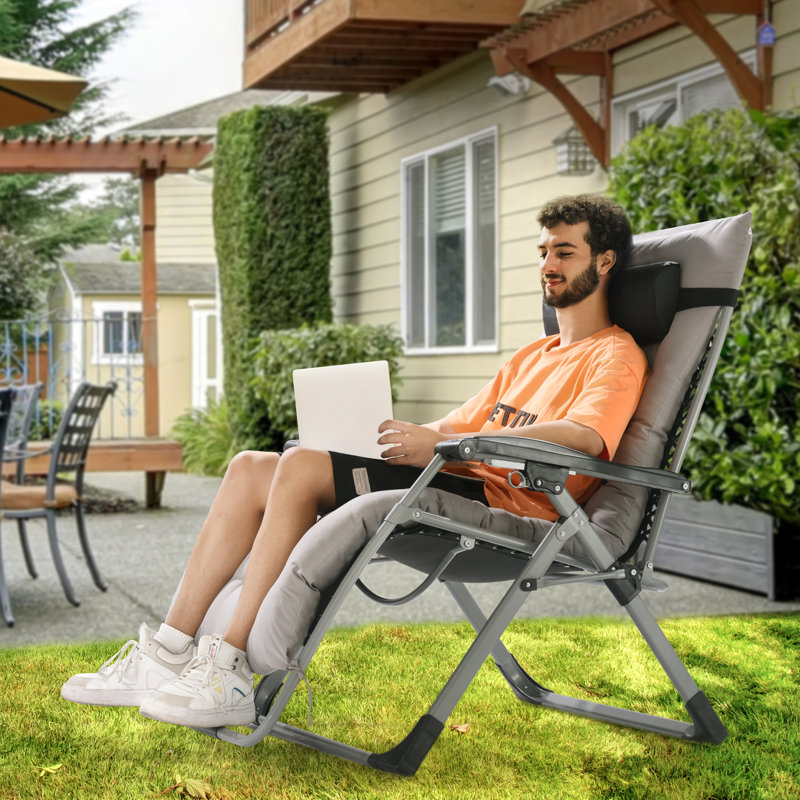 Zero Gravity Chair Zero Gravity Recliner Lounge Chair Indoor & Outdoor, Gray, 37" H x 32" W x 6" D