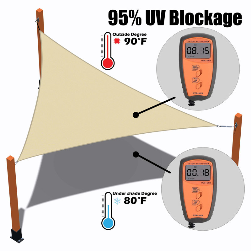 Royal Shade Square Shade Sail With Hardware Kit, 10' x 10', Light Beige
