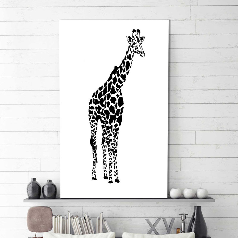 «Giraffe», reproduction d'aquarelle sur toile, H 30 po x l 18 po x P 1 po, Toile tendue