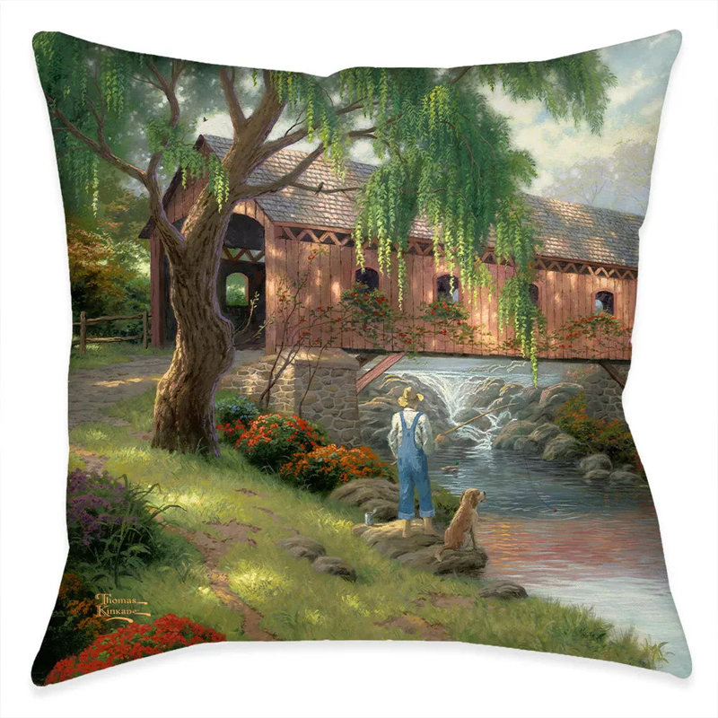 Thomas Kinkade The Old Fishin' Hole Indoor Decorative Pillow