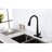 Single Handle Pull Down Kitchen Sink Faucet Of Stainless Steel, Matte Black Colorant, 360 Rotating High - Arc Nozzle, Three Water Output Selections  Stream, Spray,  , Easy Temperature And Flow-448549520