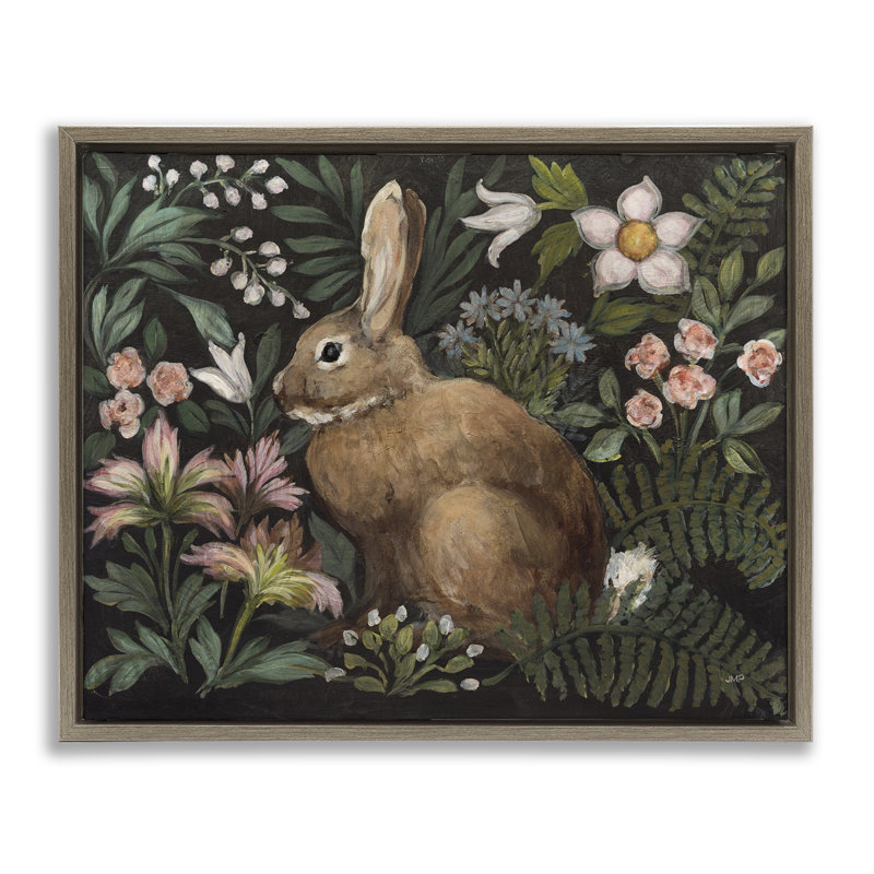 Cadre flottant Flora and Fauna Bunny, design par Julia Purinton, Cadre flottant orme Montalcino, H 17 po x l 21 po