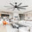 Industrial Dc Motor Ceiling Fan No Light, Large Ceiling Fan With 8 Reversible Blades, 3 Downrods, 6-Speed Remote Control, Home Or Commercial Ceiling Fans For Porch/Garage/Shop-230356809-230356811-230356813