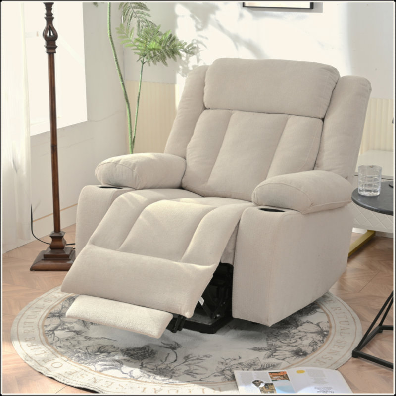 Power Lift Recliner Chair For Elderly,Fabric Lift Chairs For Living Room W/ Extended Footrest,Classic Single Sofa,Home Theater Seat With 2 Cup Holders,Side Pockets,Remote Control