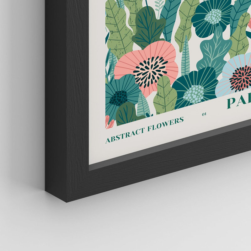 «Flower Market Abstract Floral Botanical Modern City Prints», art minimaliste encadré sur papier, 9 pièces, Cadre noir