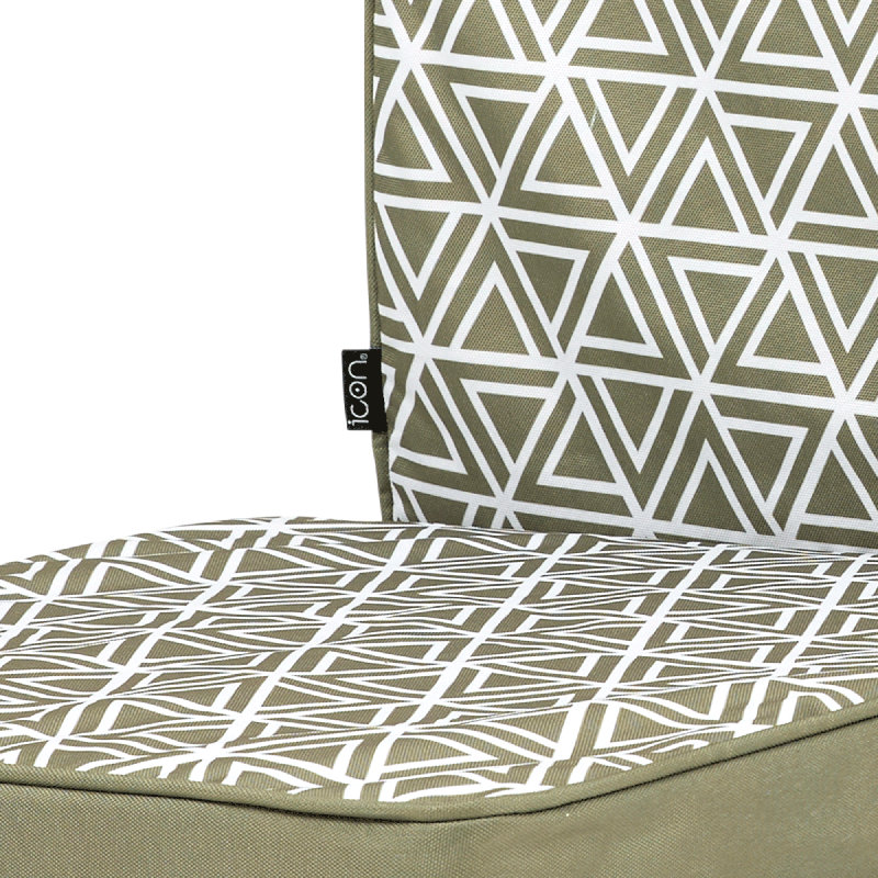 Geometric Outdoor High Back Seat Pad, Olive Geometric