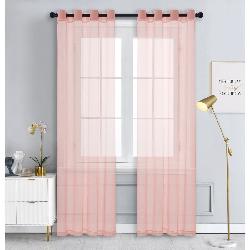 2 panneaux de rideaux semi-transparents avec œillets, L 57 po x L 84 po, Rougir