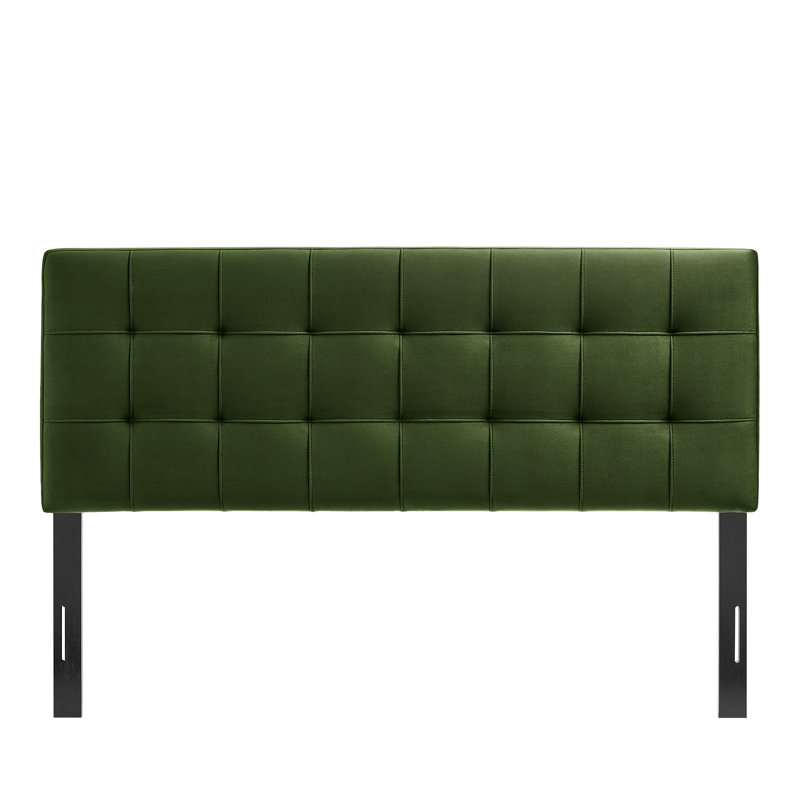 Très grande tête de lit en velours Peyton Performance, Très grand lit, Vert mousse