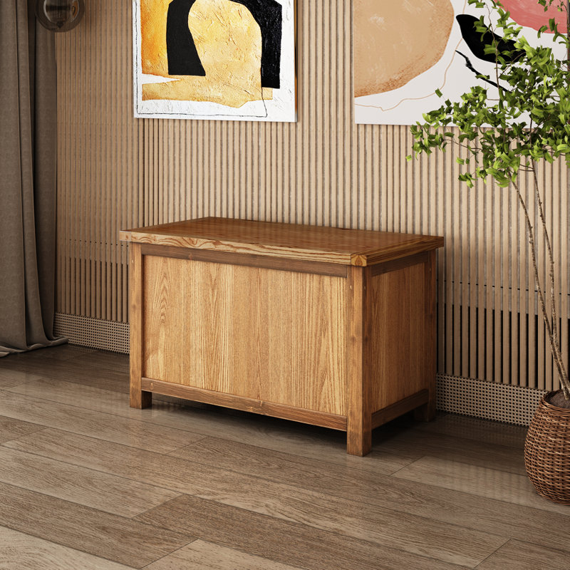 Banc de rangement en bois avec plateau rabattable, Chêne antique