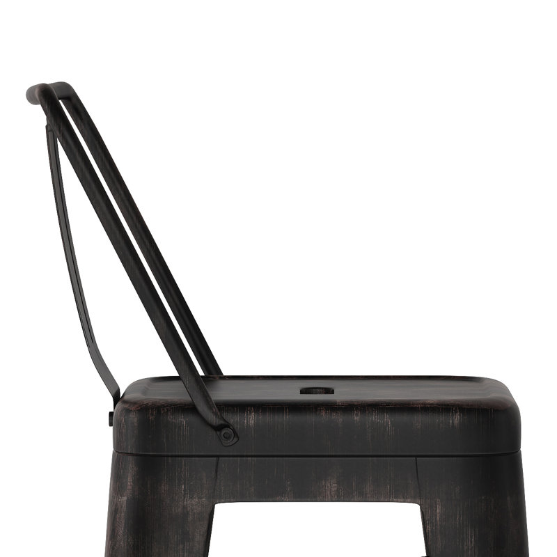 Tabouret en métal Rayne, Tabouret de comptoir (siège d'une hauteur de 24 p, Noir patiné, 2