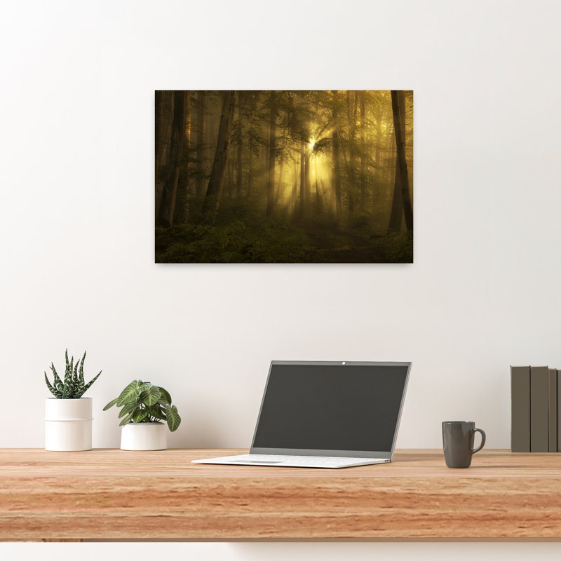 Chemin de forêt enchanté - Affiche murale représentant un paysage forestier mystique, onirique et éthéré, H 16 po x l 24 po