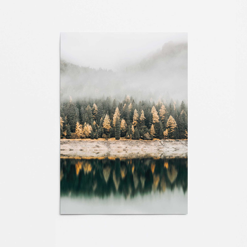 Imprimé de réflexion de forêt brumeuse, Papier, H 10 po x l 8 po x P 0,1 po