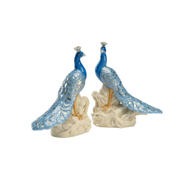 2 Piece Peacocks Figurine Set