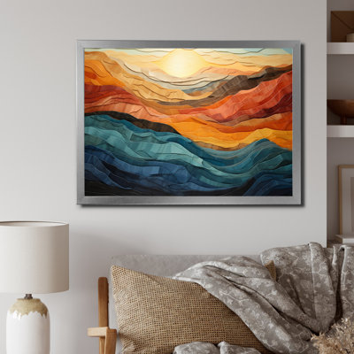 Coral Teal Bold Mountains Landscape - Mountain Wall art - Bold Valley Wall art Decor