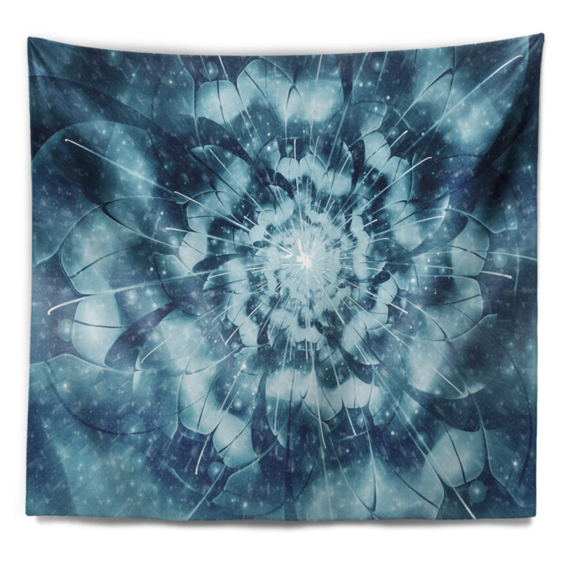 Tapisserie florale florale bleue enneigée, H 32 po x l 39 po