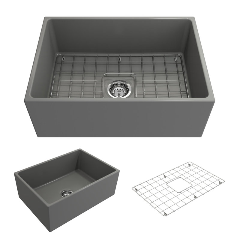 27'' L Kitchen Sink, Matte Gray