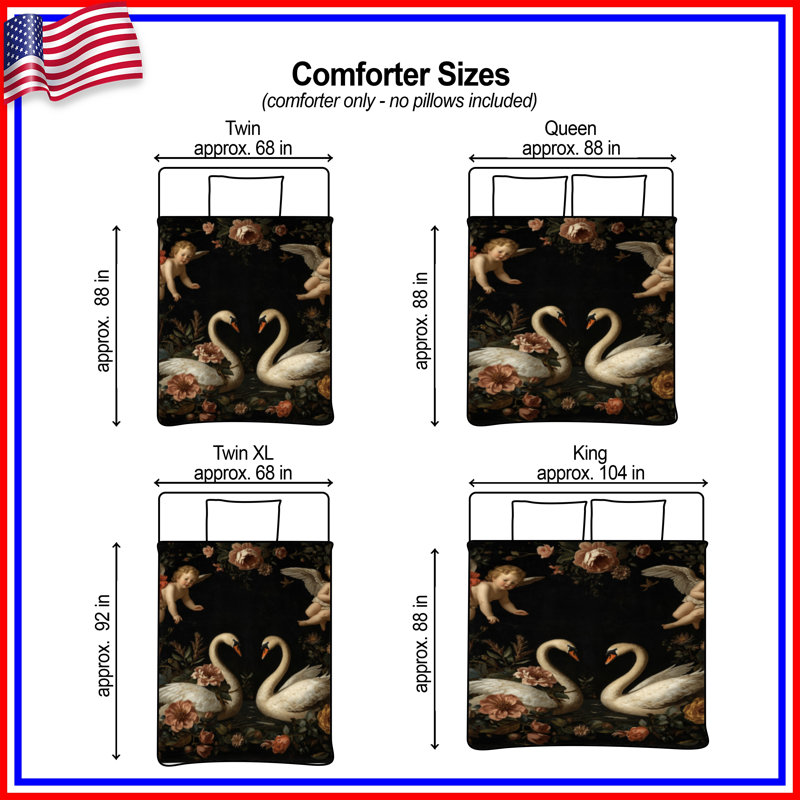 Édredon Swans With Cherub, Simple extra long