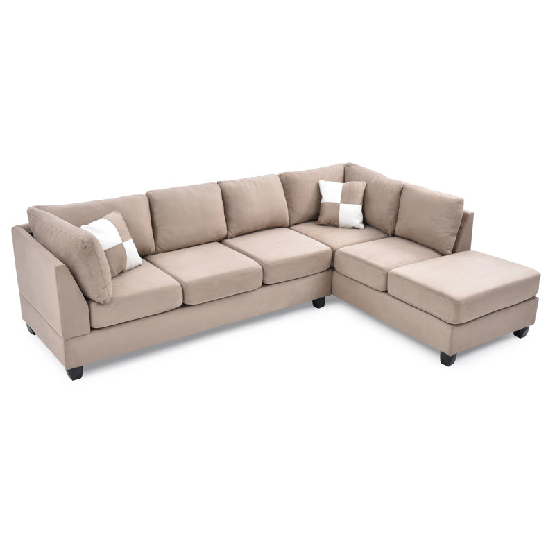Canapé modulaire Elsin avec sièges à ressorts ensachés et conception réversible, Polyester moka