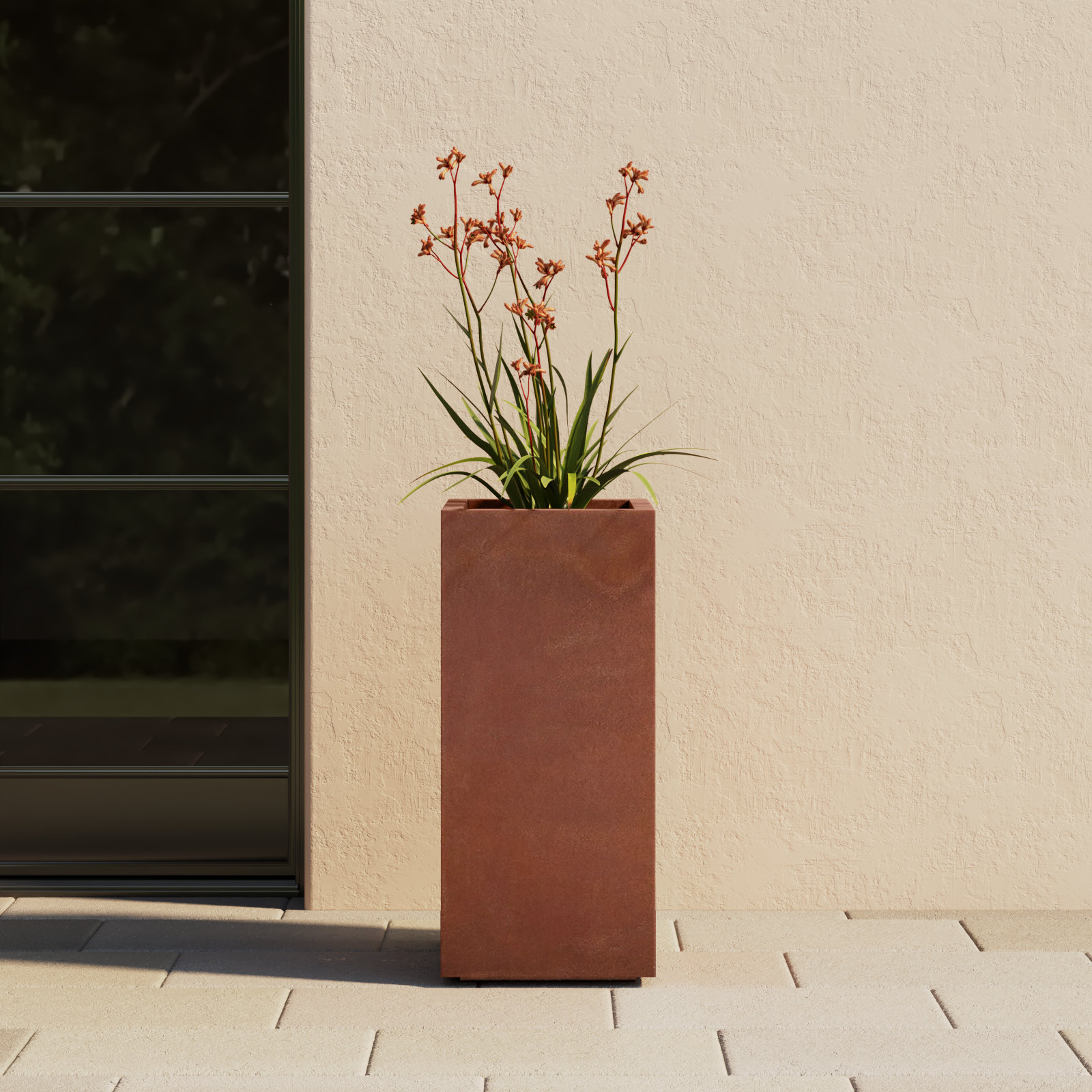 Corten Steel Series Pedestal Planter, 40" H x 17" W x 17" D
