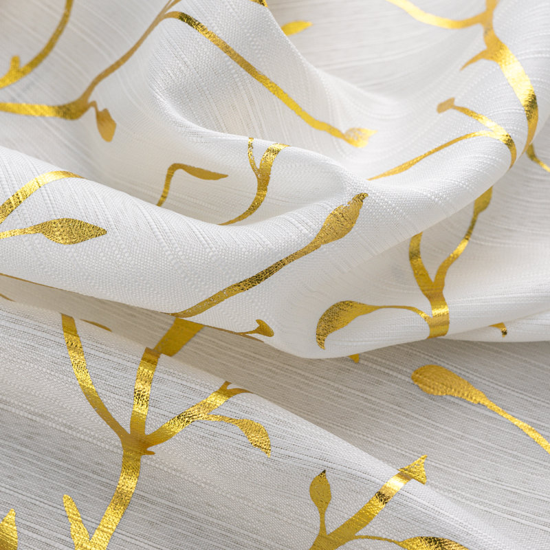 Widar Foil Shower Curtain, White/Gold