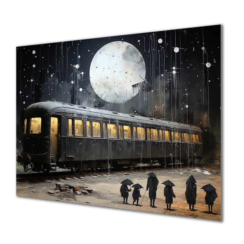 Black Union Train Station I - Train, art mural en métal, H 12 po x l 20 po x P 1 po