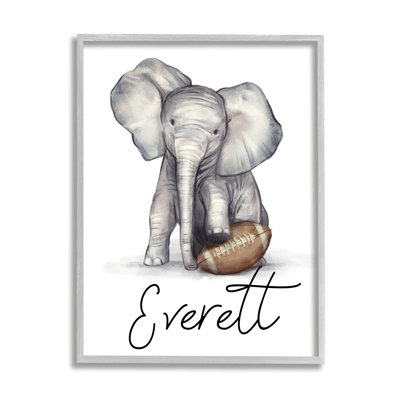 Elephant Football Player cmw-091 Personalized Wall Art