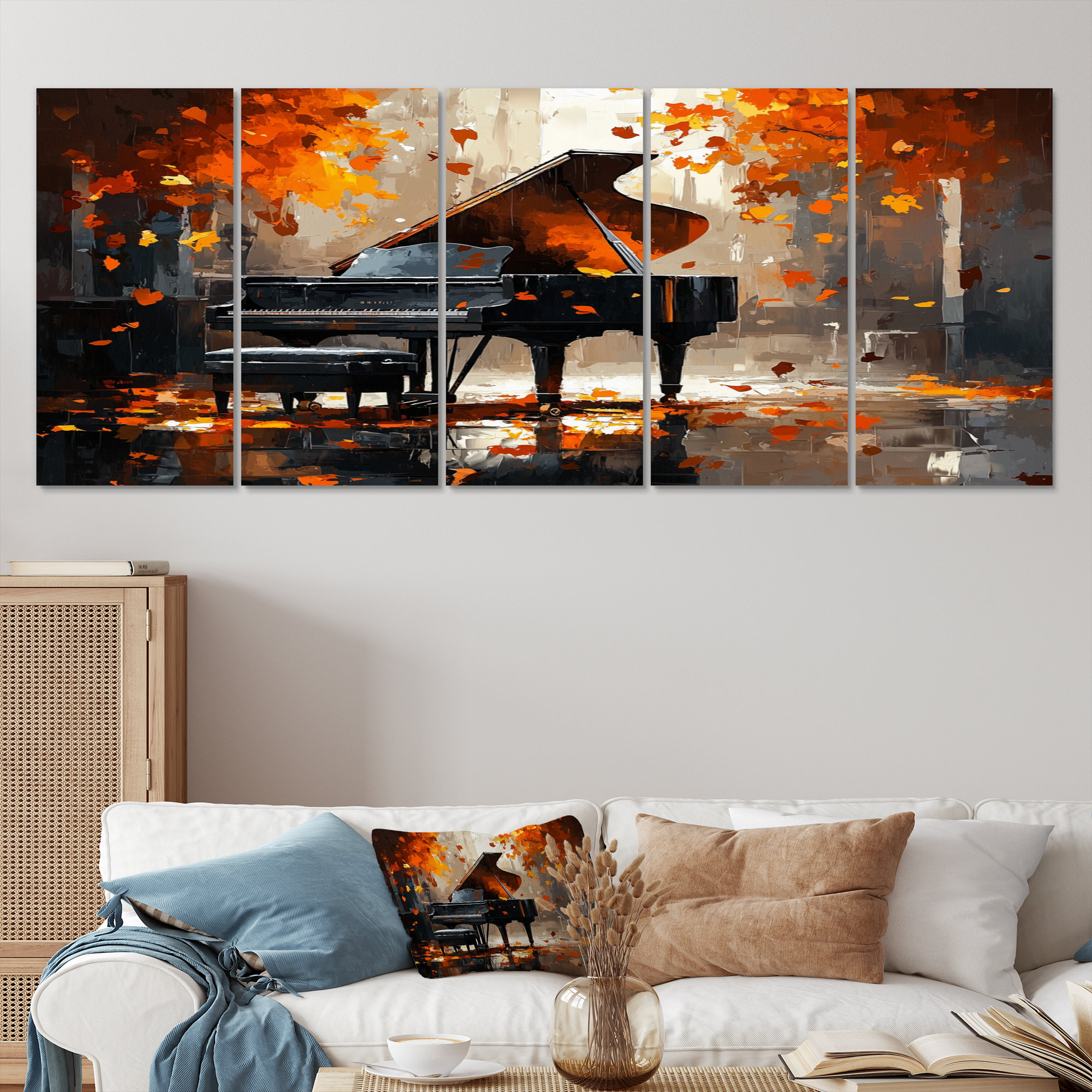 Winston Porter Orange Black Piano On Stage II - Music Piano Wall Art ...
