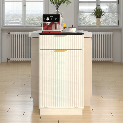 10-Gallon Woodgrain Tilt-Out Trash Can Cabinet with Wave-Textured Hideaway Drawer and Pull-Out Bin, Perfect for Kitchen and Bathroom Organization