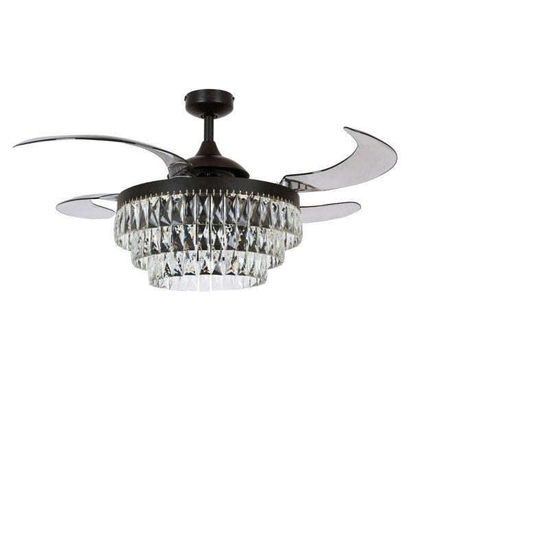 Beltran 122'' Ceiling Fan with Light Kit, Black with Smoked Blades