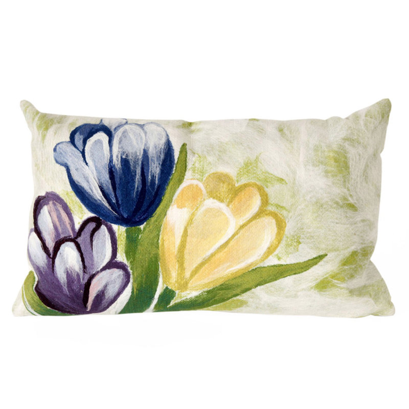 Annemarie Tulips Outdoor Rectangular Pillow Cover & Insert, Cool, 13" x 20"