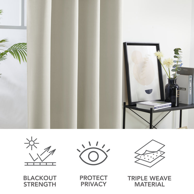 Quannisha Blackout Curtain Pair, Silver Grey, 46cm Width x 183cm Drop