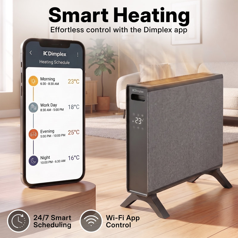 Dimplex HeatLite Tex+ 2kW Smart Convector Heater, Turbo Fan, Wifi, App Control