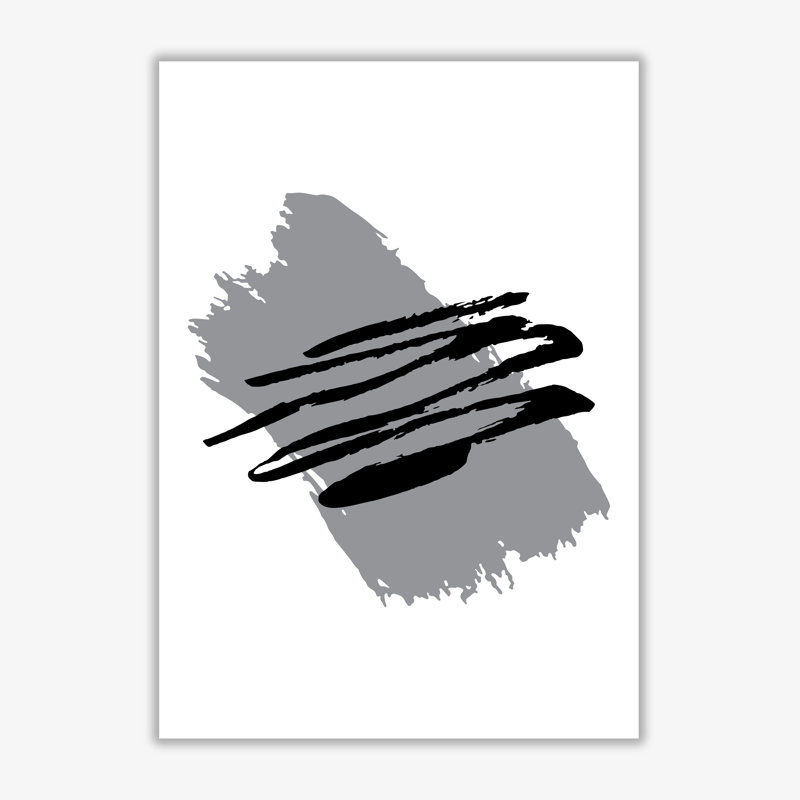 Grey Jaggered Paint Brush Abstract - Print, No Frame, 30 cm H x 21 cm W x 1 cm D