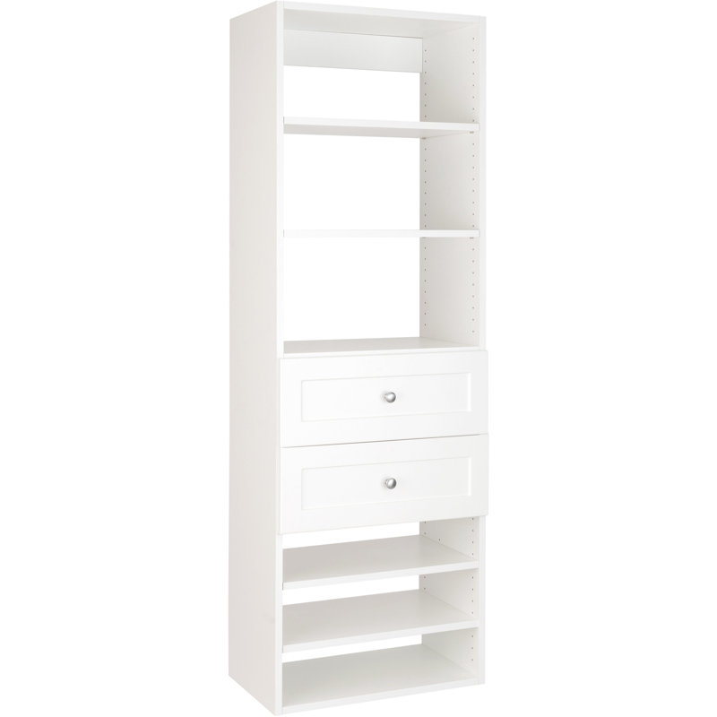 Modular Closets 2 Drawer Shelf Tower for Walk-in Closet System, 71.25" H x 19.5" W x 14" D