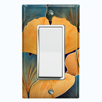Flower Orange Blue Paint Print 1 - Gang Toggle Light Switch Standard Wall Plate