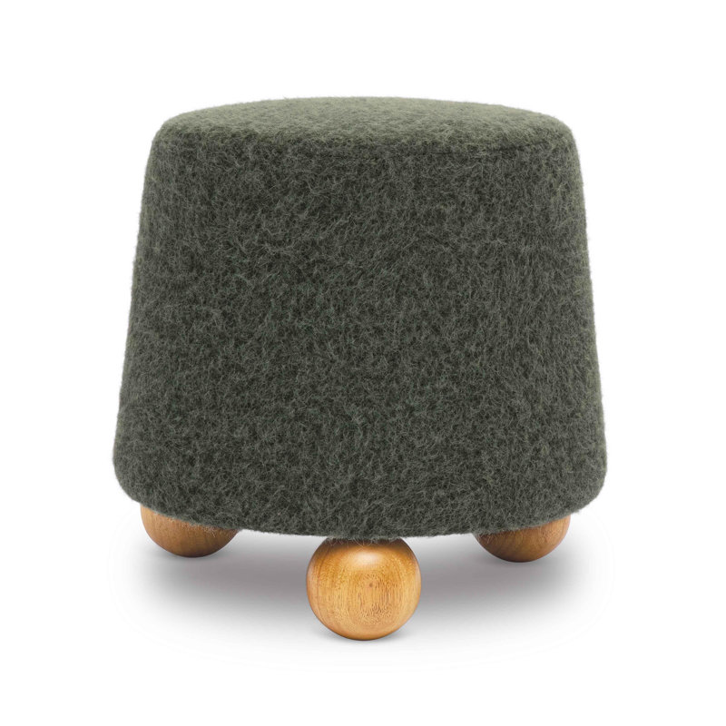 Tabouret Jaine Boucle, Polyester, Naturel, Vert