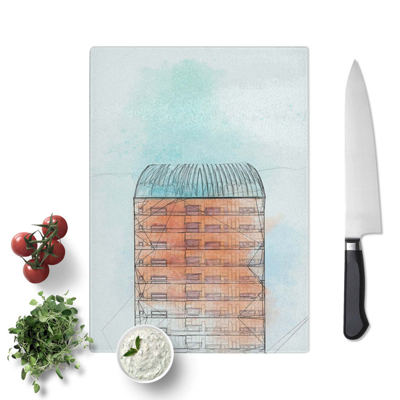 Tempered Glass Sketching the Architecture Vol.39 Chopping Board, 28.5 cm x 39 cm