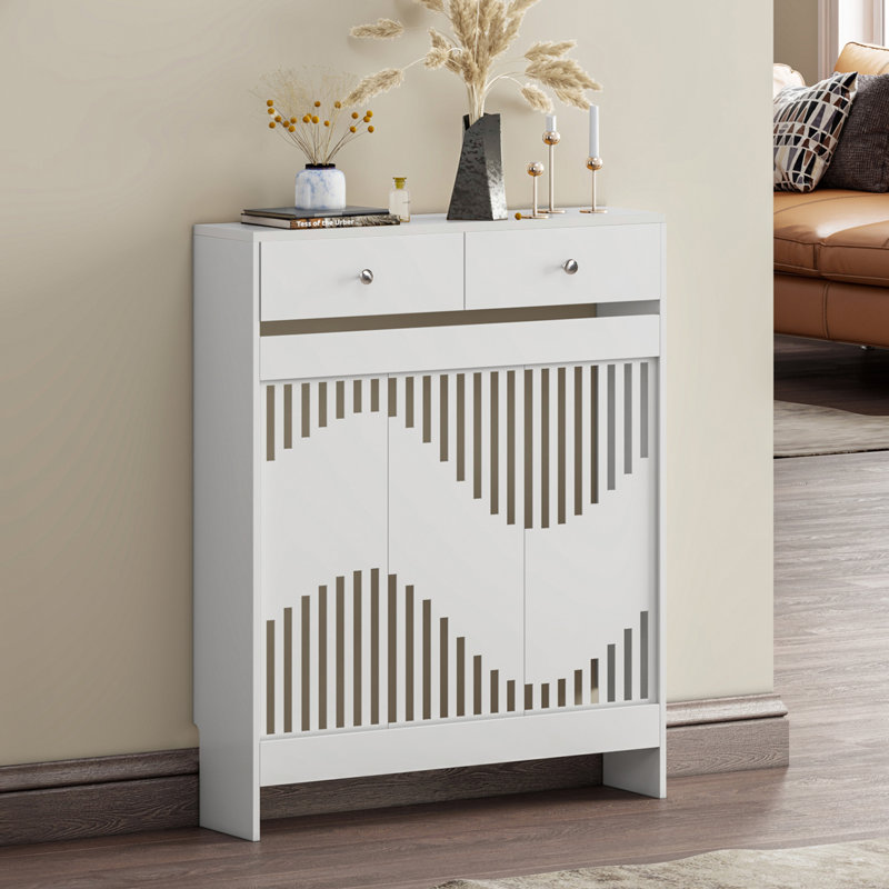 Radiator Cover With Drawers, Modern Mdf Wood Cabinet Shelf Heating Cover For Living Room Bedroom Hallway, White