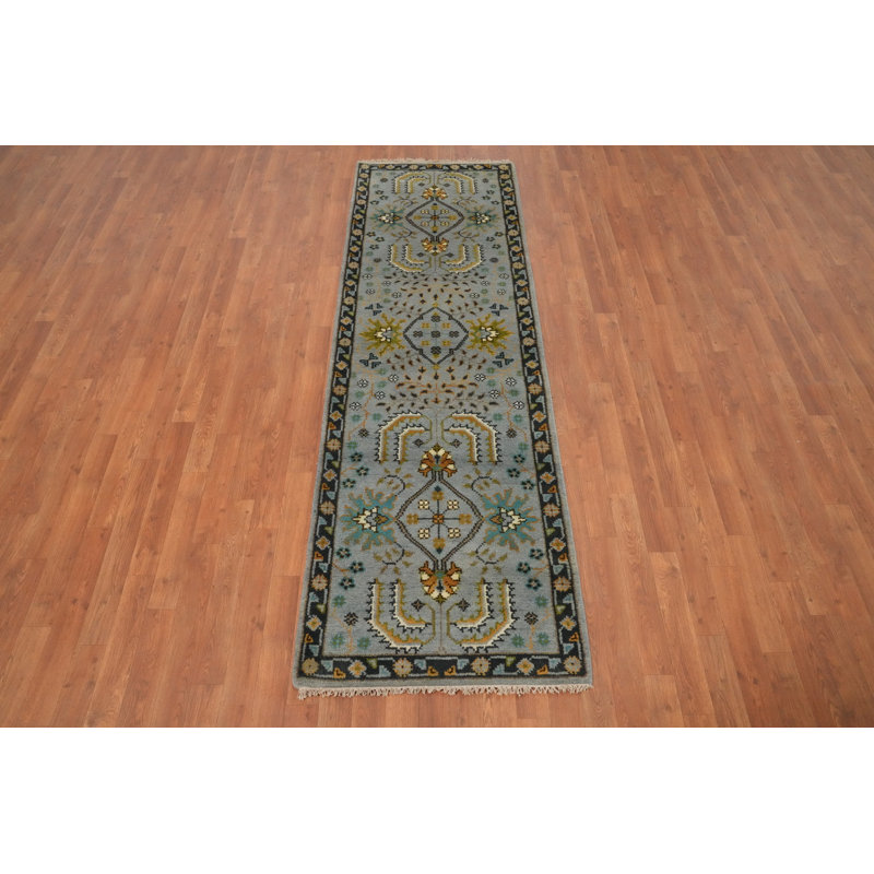 Handmade Wool Oushak Indian Runner Rug 3x8