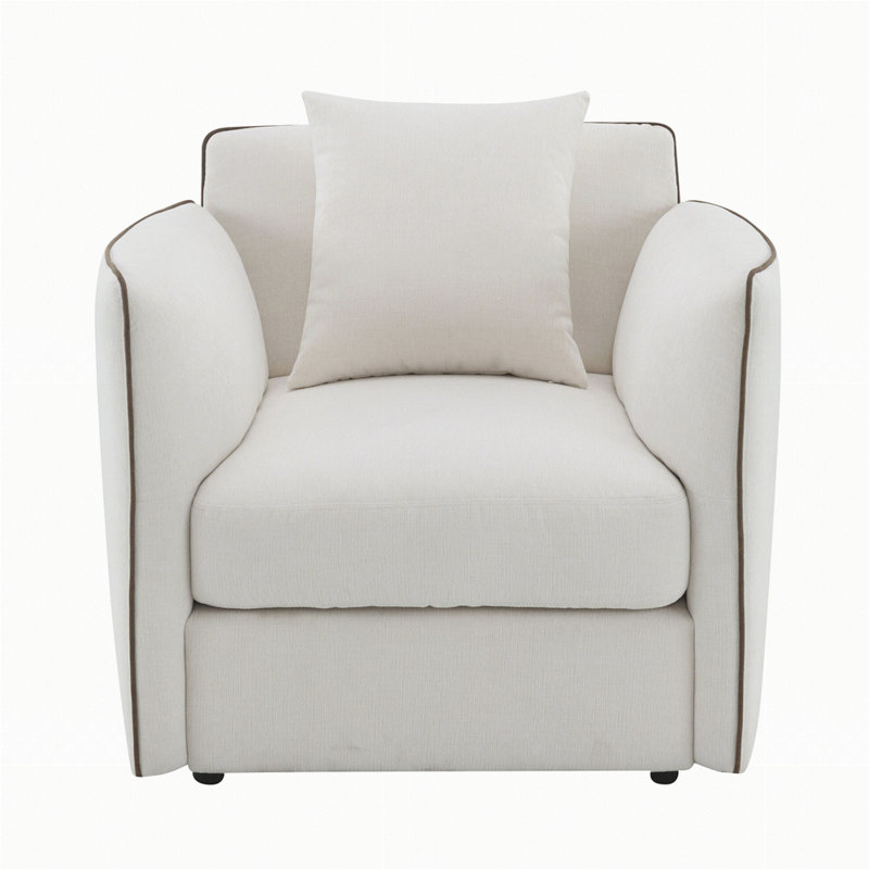 Chaise en chenille beige avec oreiller Yolanda