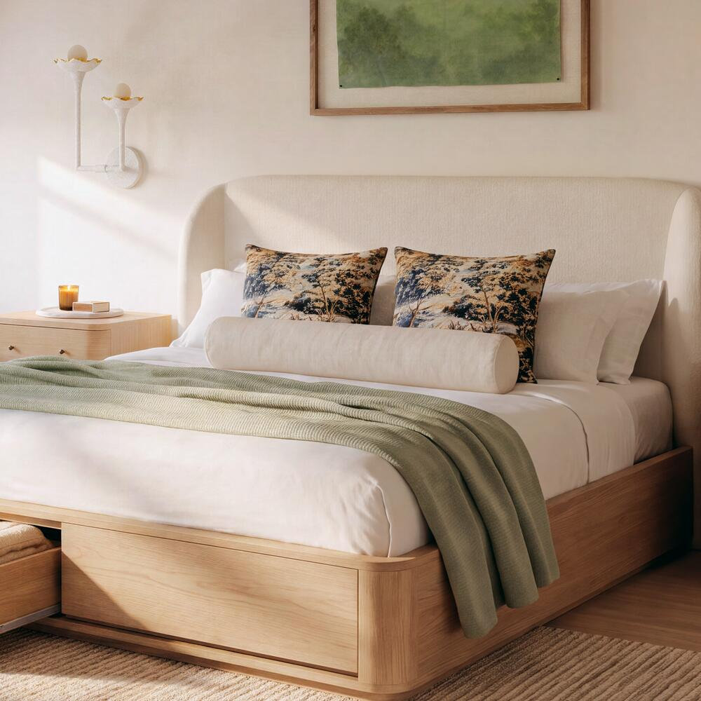Cascade Throw Pillow, Bolster 8" H x 39" W, Ivory