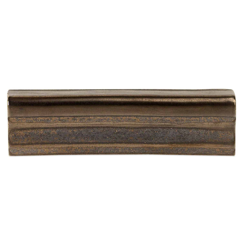 Nabi 2x6 Crackled Glossy Glass Chair Rail Liner, Metallic Copper Brown
