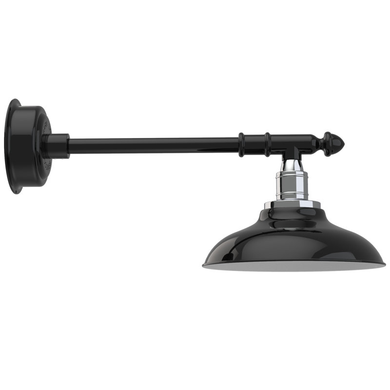 Luminaire de grange d’extérieur à del Ansel, H 9 po x l 12 po x P 27 po, Noir