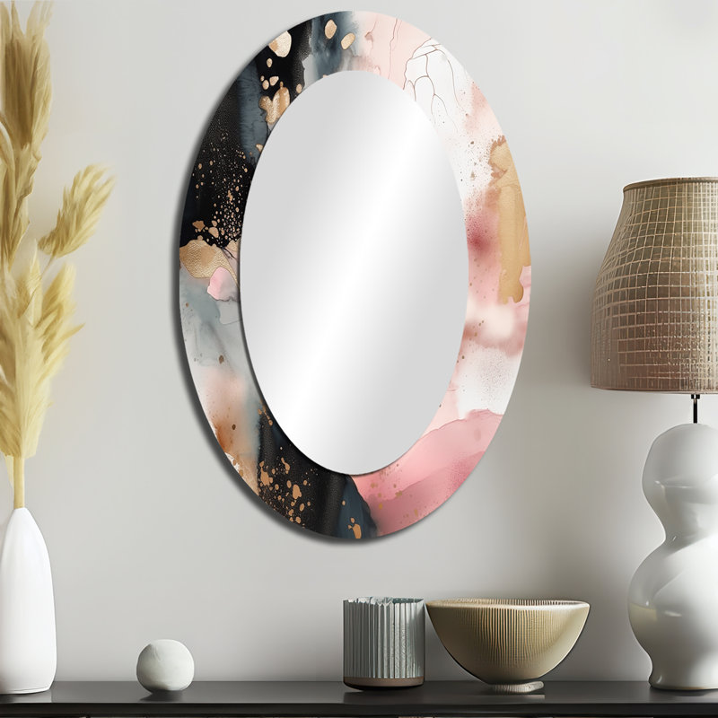 Miroir mural rose et or rose texturé II, 36 po x 24 po
