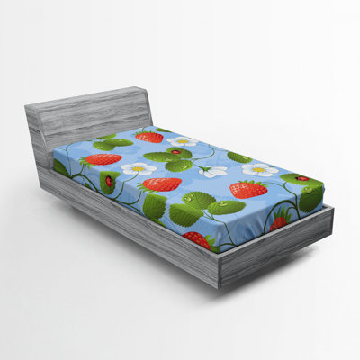 Drap-housse floral coccinelles/fleur