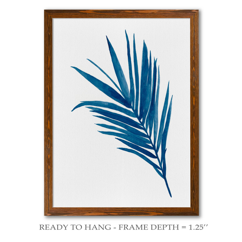 Indigo botanica iii-reproduction d’art encadrée, H 28 po x l 38 po x P 1,3 po, Toile avec cadre érable