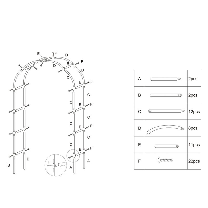 140cm W x 40cm D Metal Arbour in Black