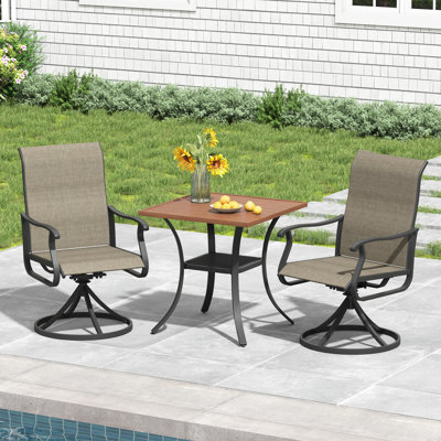 Ensemble de salle à manger de patio 3 pièces avec chaises pivotantes