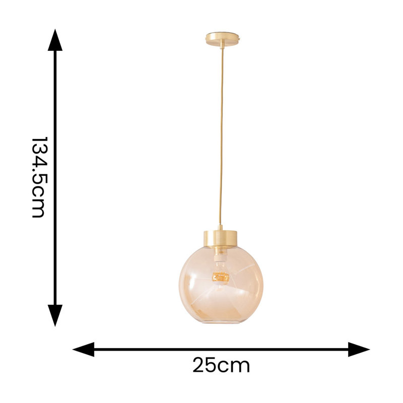 1 - Light Pendant, Brushed Gold, Yellow, No