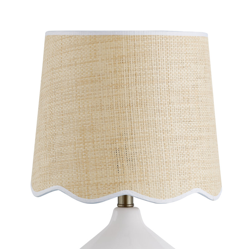 Lampe de table en céramique 21 po avec abat-jour avoine, Blanc